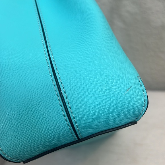 Kate Spade Aqua blue leather bag crossbody strap purse gold hardware - Picture 10 of 14